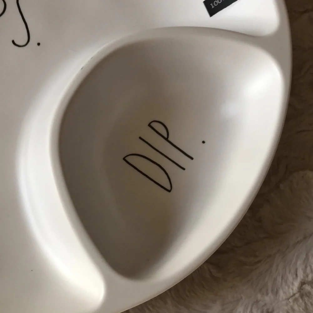 Rae Dunn White CHIPS & DIP Melamine Divided Serving Platter